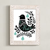 "Two Turtle Doves" - Art Print in Midnight by Surface Love - Framed