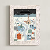 "Holiday Ville Art Print" - Art Print in Teal by Grae - Framed