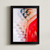 "Red Lines of a Woman" - Art Print in Passionate Red by Elena Kulikova - Framed