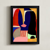 "GIrl in Blues" - Art Print in Cobalt by cyrille gulassa - Framed