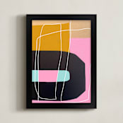 "Lines and Paths" - Art Print in Amaranth Pink by Deborah Velasquez - Framed