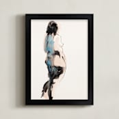 "Into the Distance" - Art Print in Aqua by Linda Mucha Karns - Framed