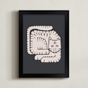 "Lying Tiger" - Art Print in Linen by Dani Lugato - Framed