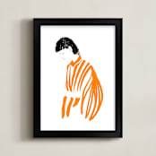 "Orange bloom" - Art Print in Mandarin Orange by Huda Lully - Framed