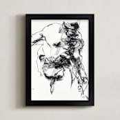 "Drawing 264 - Gesturing Man" - Art Print in Rich Ebony by Derek overfield - Framed