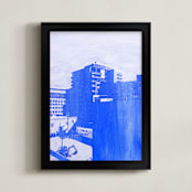 "Blow Out Denver" - Art Print in Cerulean Blue by Jeff Preuss - Framed