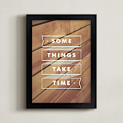 "Some Things Take Time" - Art Print in Light Aqua by Monica Tuazon - Framed
