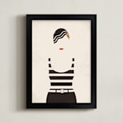 "Striped Suit" - Art Print in charcoal by Faith Harlow - Framed