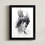 "Drawing 340 - Grasping Man" - Art Print in severe black by Derek overfield - Framed