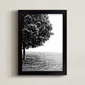 "Tree on the Hill " - Art Print in Silver Tone by Eric Ransom - Framed