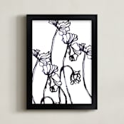 "Ink Cyclamen" - Art Print in inky blue by Sonal Nathwani - Framed