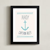 "Ahoy Matey" - Personalized Art Print in Light Aqua by Shari Margolin - Framed
