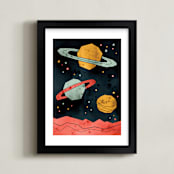 "Space Planets" - Art Print in Saturn by Susanne Kasielke - Framed