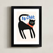 "French Cat" - Art Print in Noir by Morgan Kendall - Framed