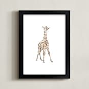 "Baby Giraffe Watercolor" - Art Print in Savannah by Lauren Rogoff - Framed