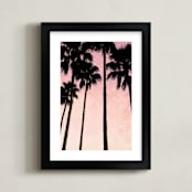 "Palm trees & pink skies" - Art Print in Blush Sky by Dawn Smith - Framed