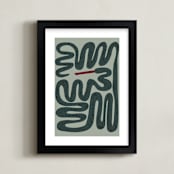"Squiggly Snake" - Art Print in Cactus by Jenna Holcomb - Framed