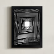 "Up Stairs" - Art Print in Black and White by Sara Heilwagen - Framed