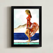 "Gratitude Meditation" - Art Print in coral crush by Jenny Partrite - Framed