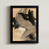 "Neutral Essence Series 3" - Art Print in Tan and Black by Angela Simeone - Framed