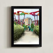 "Riverwalk" - Art Print in Sea of Grass Green by The Tattered Traveler - Framed