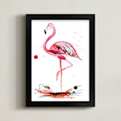 "Pink Flamingo" - Art Print in Flamingo Pink by Kelsey McNatt - Framed