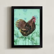 "Ruby Redfeather" - Art Print in Fresh Teal by Rebecca Weller - Framed