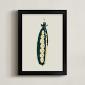 "Pea Pod - Vegetable" - Art Print in Pale Grey by Simi Gauba - Framed