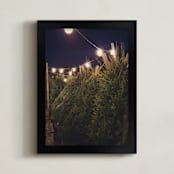 "Lit Trees" - Art Print in Midnight by Erin Niehenke - Framed