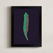 "Okra-Vegetable" - Art Print in Aubergine by Simi Gauba - Framed