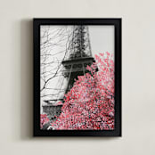 "Paris in Bloom" - Art Print in B&W and Pink by Katrina Leandro - Framed
