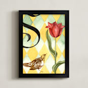 "Spring I" - Art Print in Bright Yellow by Stephanie Toral - Framed
