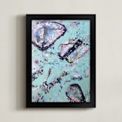 "Be Here Now" - Art Print in Light Blue by Misty Hughes - Framed