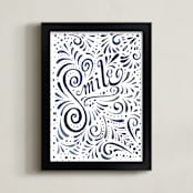 "Ornamental Smile" - Art Print in Violet Blue by Cynthia Oswald - Framed