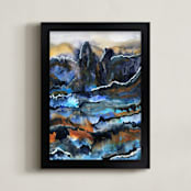 "The View from Here" - Art Print in Mountain Blue by Stuart Heir - Framed