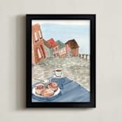"Afternoon Coffee" - Art Print in Coffee Brown by studio SYLVO - Framed
