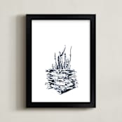 "Bonfire-to-be" - Art Print in Cyanotype by Alaine Ball - Framed