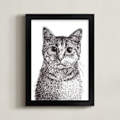 "Kitten" - Art Print in black and white by XL - Framed