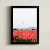 "Kites in a Tulip Field" - Art Print in Tulip Pink by Sara Curtis - Framed