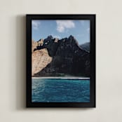 "Na Pali Giants" - Art Print in Crystal Blue by Christian Florin - Framed