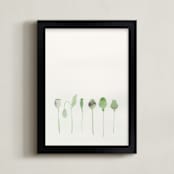 "Poppy Pods" - Art Print in Leaf Green by Monica Loos - Framed