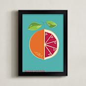 "Blood Orange " - Art Print in Teal Blue by Gaucho Works - Framed