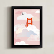 "Golden Gate Fog" - Art Print in Dusty Pink by sue prue - Framed