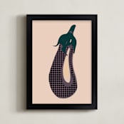 "Aubergine-Vegetable" - Art Print in Dusty Pink by Simi Gauba - Framed