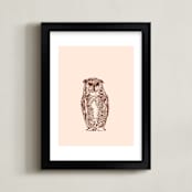 "The Owl" - Art Print in blush by IMG_101 - Framed