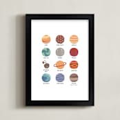 "Our Solar System" - Art Print in Muted Jewel Tones by McKenna Sato - Framed
