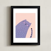 "Hello Little Cat" - Art Print in Purple by McKenna Sato - Framed
