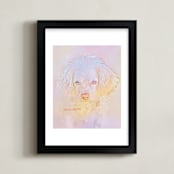 "Pup Dream" - Art Print in Pastel Pink by Mariecor Agravante - Framed