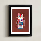 "Tibetan Cat Female" - Art Print in Tibetan Terracotta by Jiny He - Framed