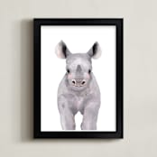 "Baby Animal Rhinoceros" - Art Print in violet haze by Cass Loh - Framed